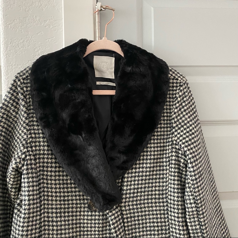 New Urban Outfitters Kaia Plaid Fur Pea Coat - Picture 5 of 8